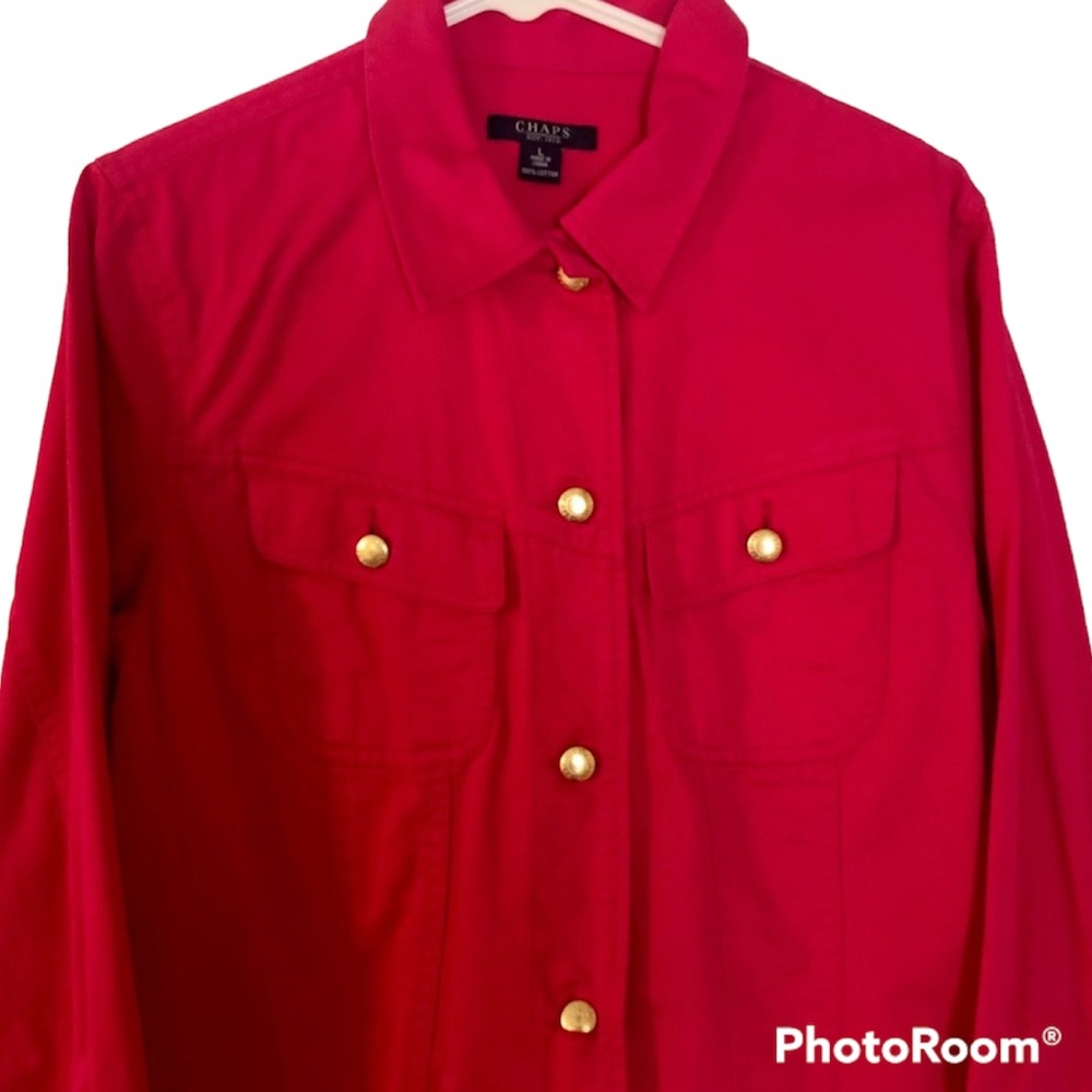 Women’s L Pink 100% Cotton CHAPS jean jacket.